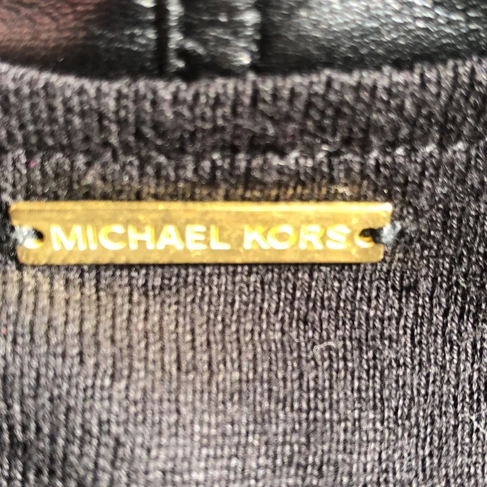 Michael Kors Black Faux Leather & Suede open Blazer/cardigan Size Medium